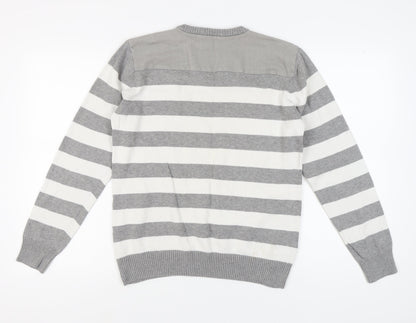Jack & Jones Men's Grey Stripe Pullover in Size L