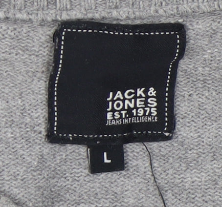 Jack & Jones Men's Grey Stripe Pullover in Size L