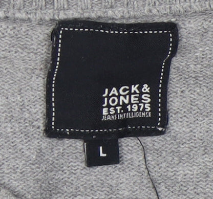 Jack & Jones Men's Grey Stripe Pullover in Size L