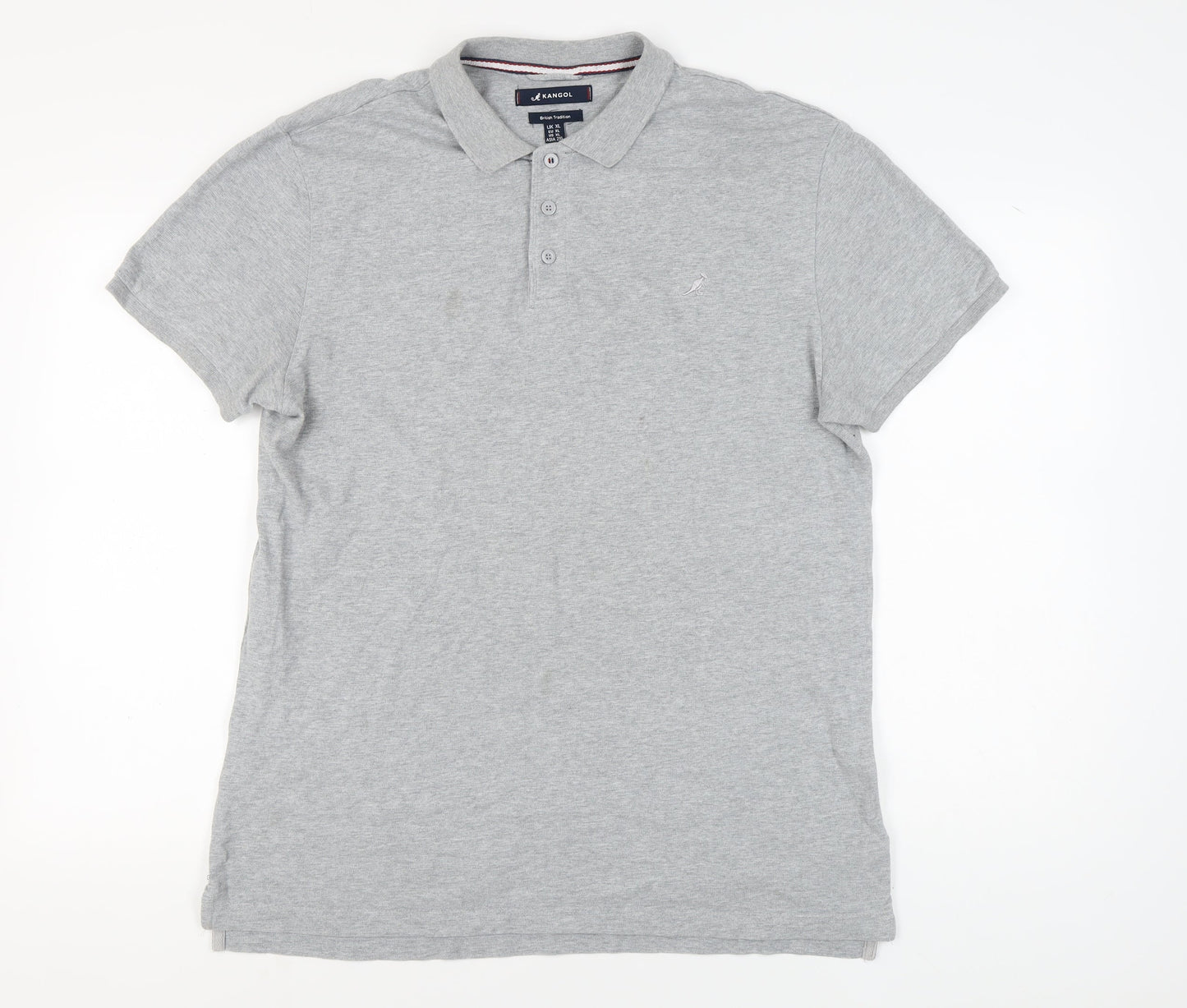 Kangol Men's Grey Cotton Polo Shirt XL Short Sleeve