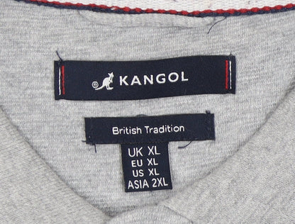 Kangol Men's Grey Cotton Polo Shirt XL Short Sleeve