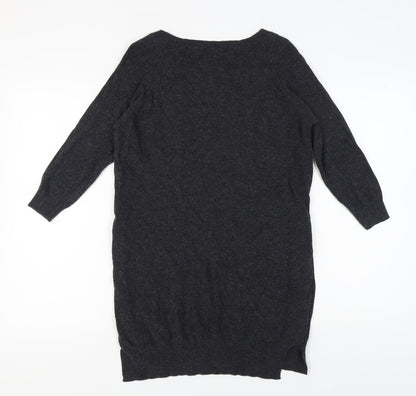Fat Face Women's Black Tunic Jumper, Size 10, Button Accents