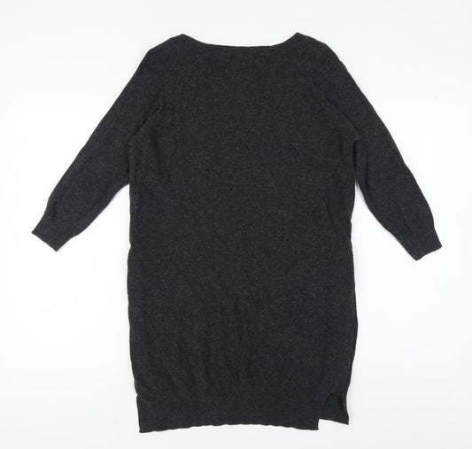 Fat Face Women's Black Tunic Jumper, Size 10, Button Accents