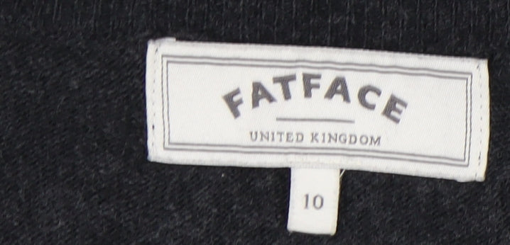 Fat Face Women's Black Tunic Jumper, Size 10, Button Accents