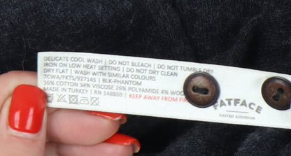 Fat Face Women's Black Tunic Jumper, Size 10, Button Accents