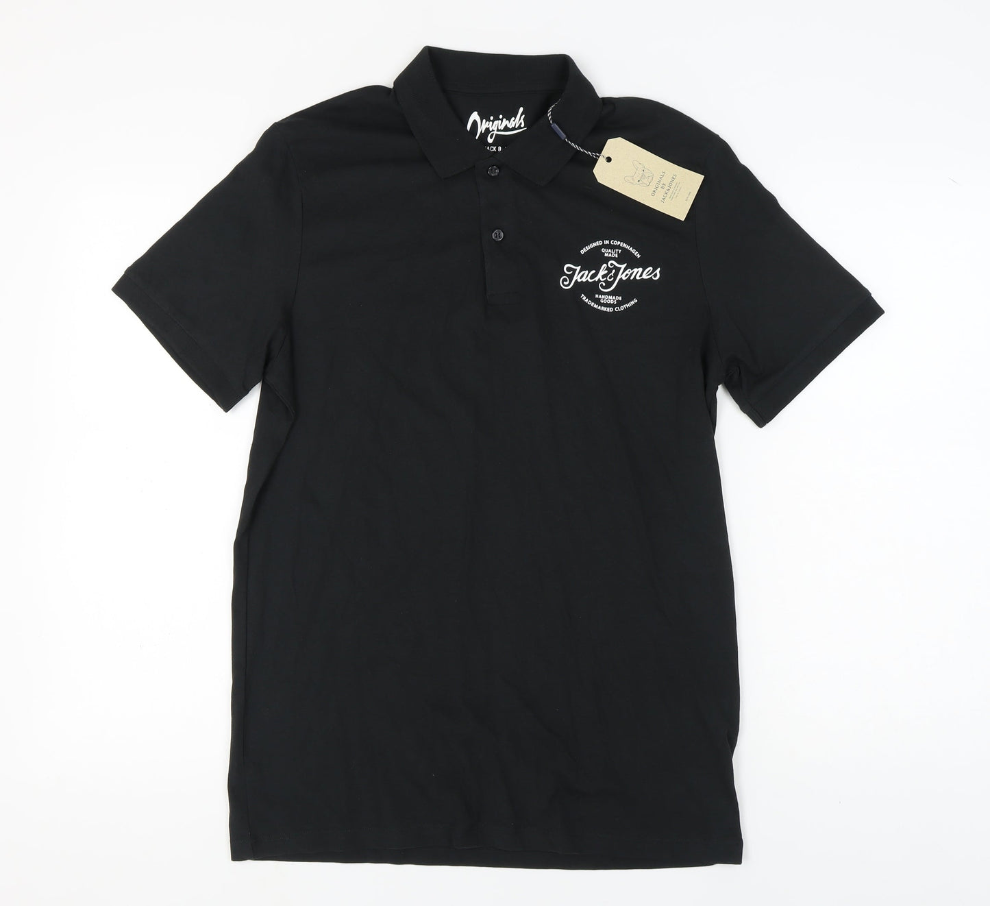 Jack & Jones Men's Black Polo, Size L, New, Logo Accent