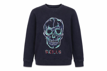 Front view of Next boys’ blue skull sweatshirt - pullover, 10 years