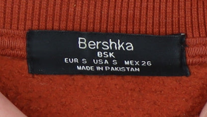 Bershka Women's Orange Pullover Sweatshirt S