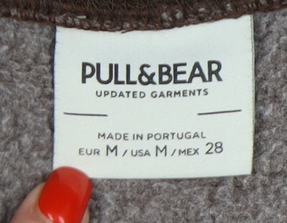 Unisex Adults UK Size M Pull&Bear Brown Pullover Hoodie