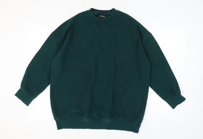 Monki Women's Green Pullover Sweatshirt 2XS Casual Winter