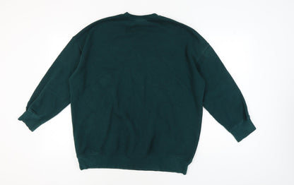 Monki Women's Green Pullover Sweatshirt 2XS Casual Winter