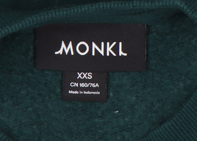 Monki Women's Green Pullover Sweatshirt 2XS Casual Winter