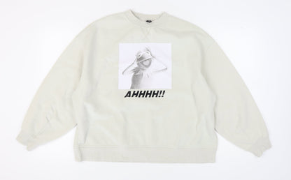Unisex Adults UK Size 12 H&M White Pullover Sweatshirt
