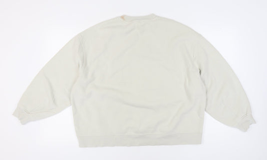 H&M Unisex White Graphic Sweatshirt, Size 12 Pullover