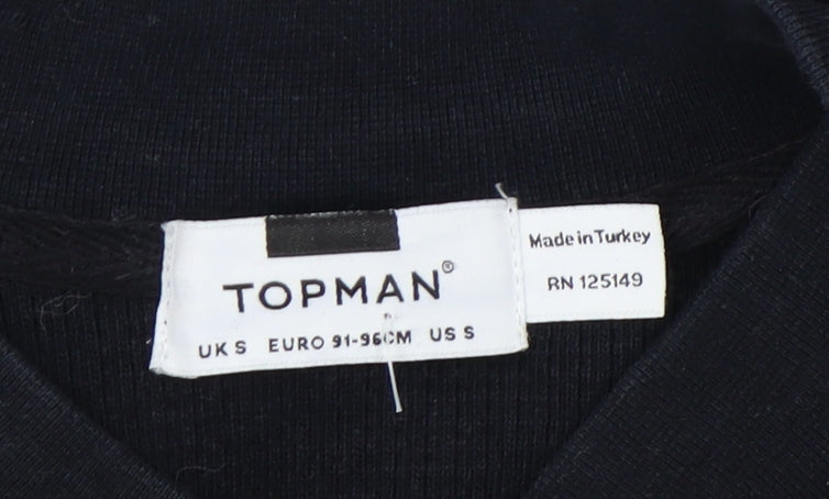 Topman Men's Black Full Zip Sweatshirt S