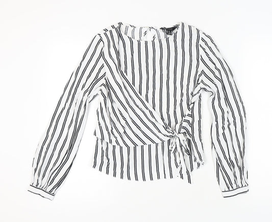 New Look Women's White Striped Long Sleeve Top