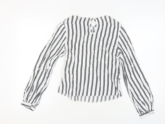 New Look Women's White Striped Long Sleeve Top