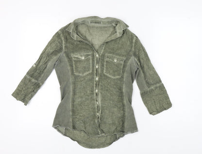 Pologarage Green Button-Up Shirt Women Size 4