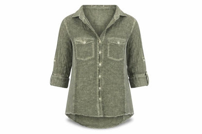 Pologarage Green Button-Up Shirt Women Size 4