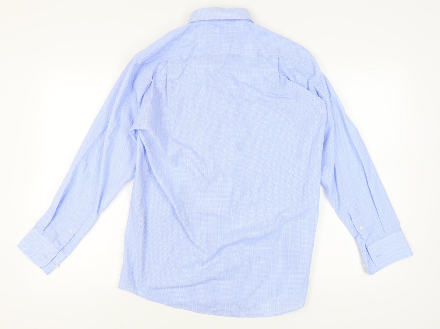 Debenhams Men's Blue Check Long Sleeve Shirt - Size 15