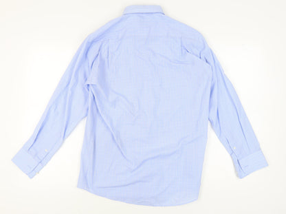 Debenhams Men's Blue Check Long Sleeve Shirt - Size 15