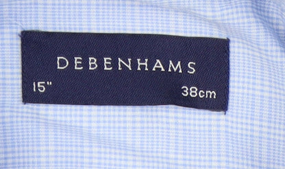 Debenhams Men's Blue Check Long Sleeve Shirt - Size 15