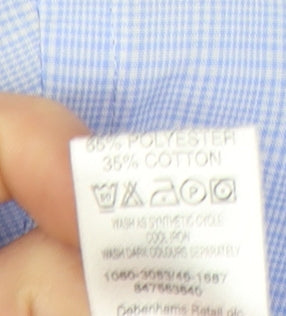 Debenhams Men's Blue Check Long Sleeve Shirt - Size 15