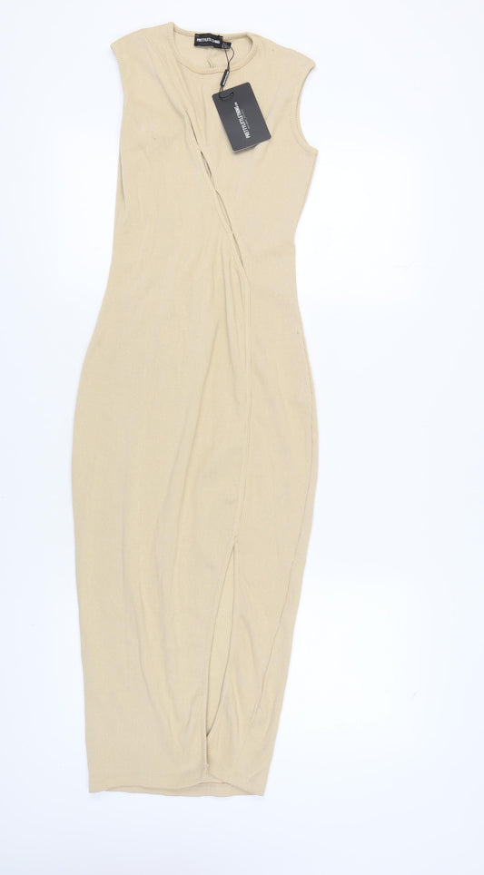 PrettyLittleThing Women Beige Bodycon Dress Size 6