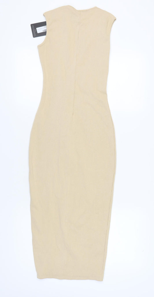 PrettyLittleThing Women Beige Bodycon Dress Size 6