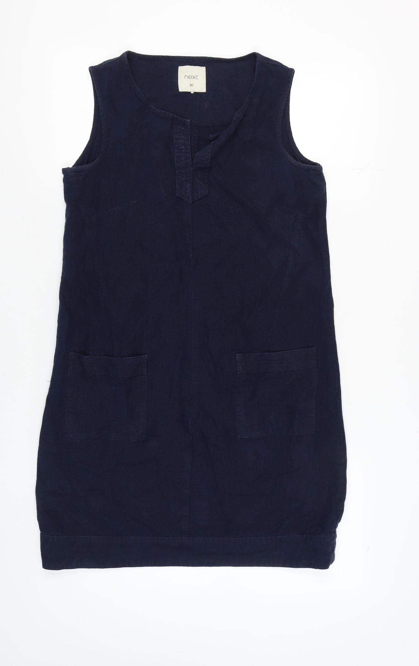 Next Women's Blue Sleeveless Dress, Size 10, Cotton Blend