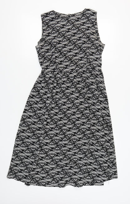 Boohoo Women's Black Geometric Polyester Dress, Size 10