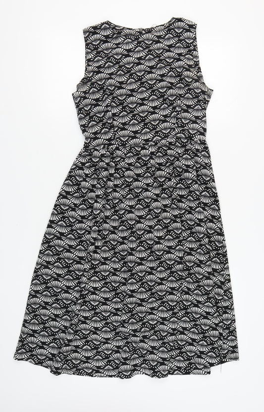 Boohoo Women's Black Geometric Polyester Dress, Size 10