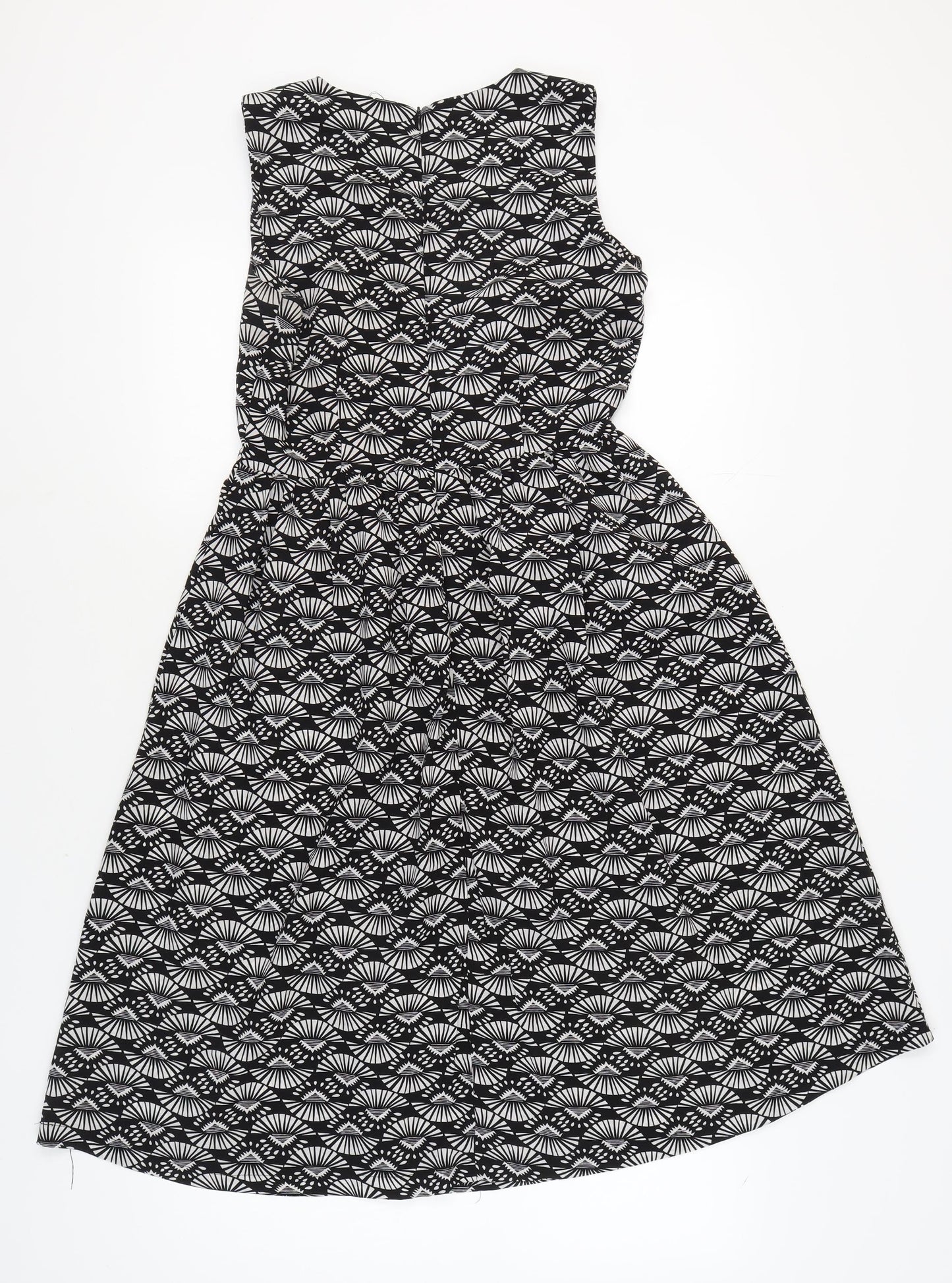 Boohoo Women's Black Geometric Polyester Dress, Size 10