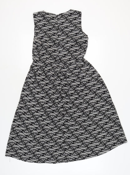 Boohoo Women's Black Geometric Polyester Dress, Size 10