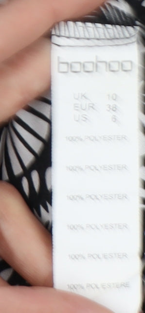 Boohoo Women's Black Geometric Polyester Dress, Size 10