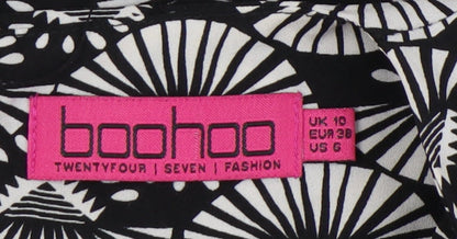 Boohoo Women's Black Geometric Polyester Dress, Size 10