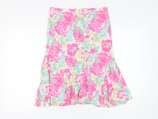 Damart Women’s Multicoloured Floral Flare Skirt, Size 12