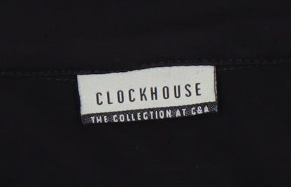 Clockhouse Black Collared Dress with Tie, Size 10, Long Sleeve