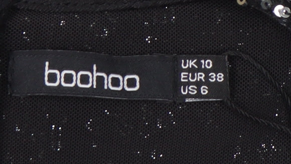 Boohoo Women's Black Sequin Bodysuit, Size 10, Party Vibe