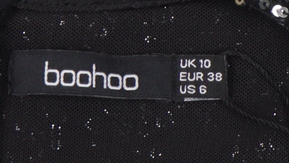 Boohoo Women's Black Sequin Bodysuit, Size 10, Party Vibe