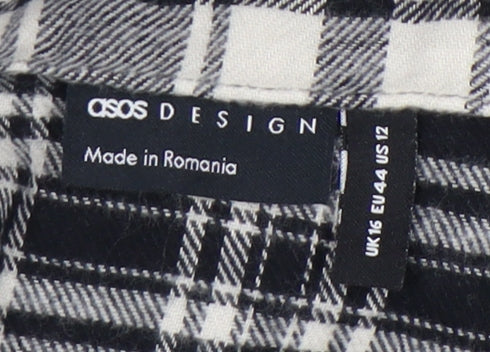 Womens UK Size 16 ASOS DESIGN Black Basic Button-Up