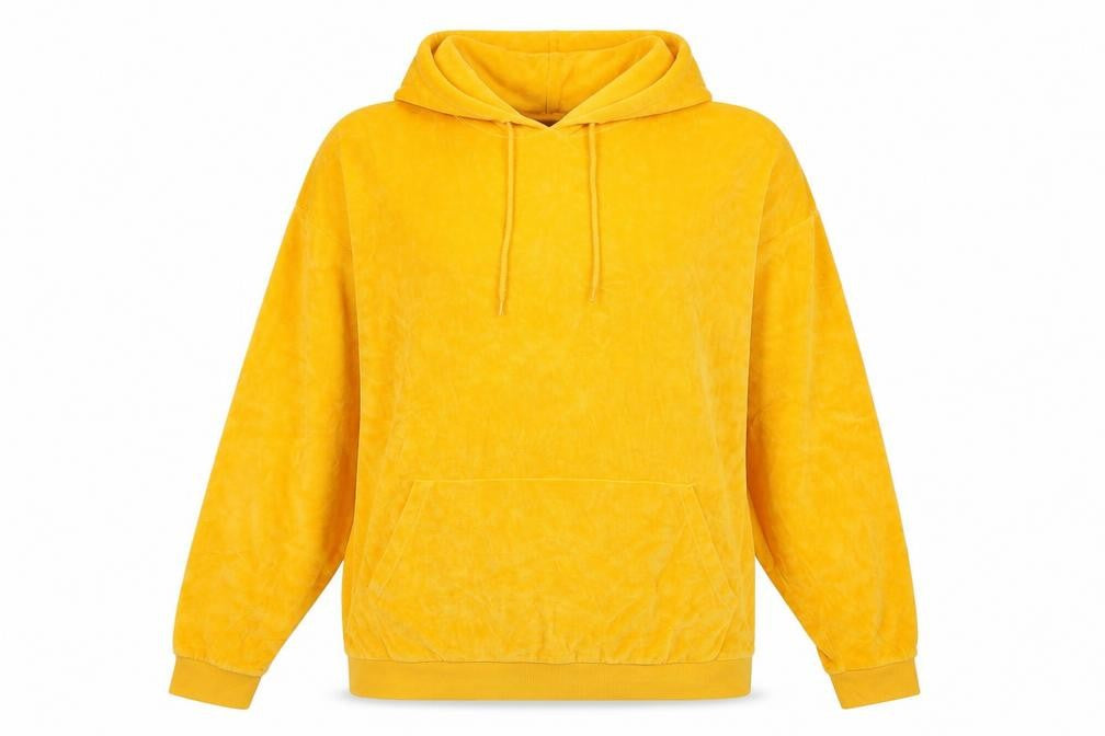 Front view of ASOS Yellow unisex pullover hoodie l casual stylish