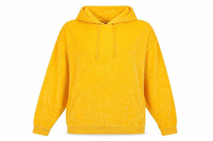 Front view of ASOS Yellow unisex pullover hoodie l casual stylish