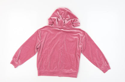 V by Very Pink Girls 8 Years Velour Hooded Full Zip Hoodie