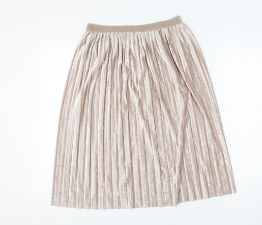 Marks and Spencer Women's Beige Pleated Midi Skirt UK 12