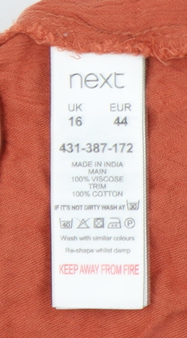 Next Women’s Orange Crochet Accented Dress Size 16