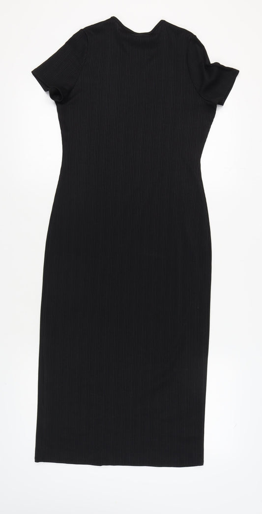 River Island Women's Black Bodycon Midi Dress, Size 12