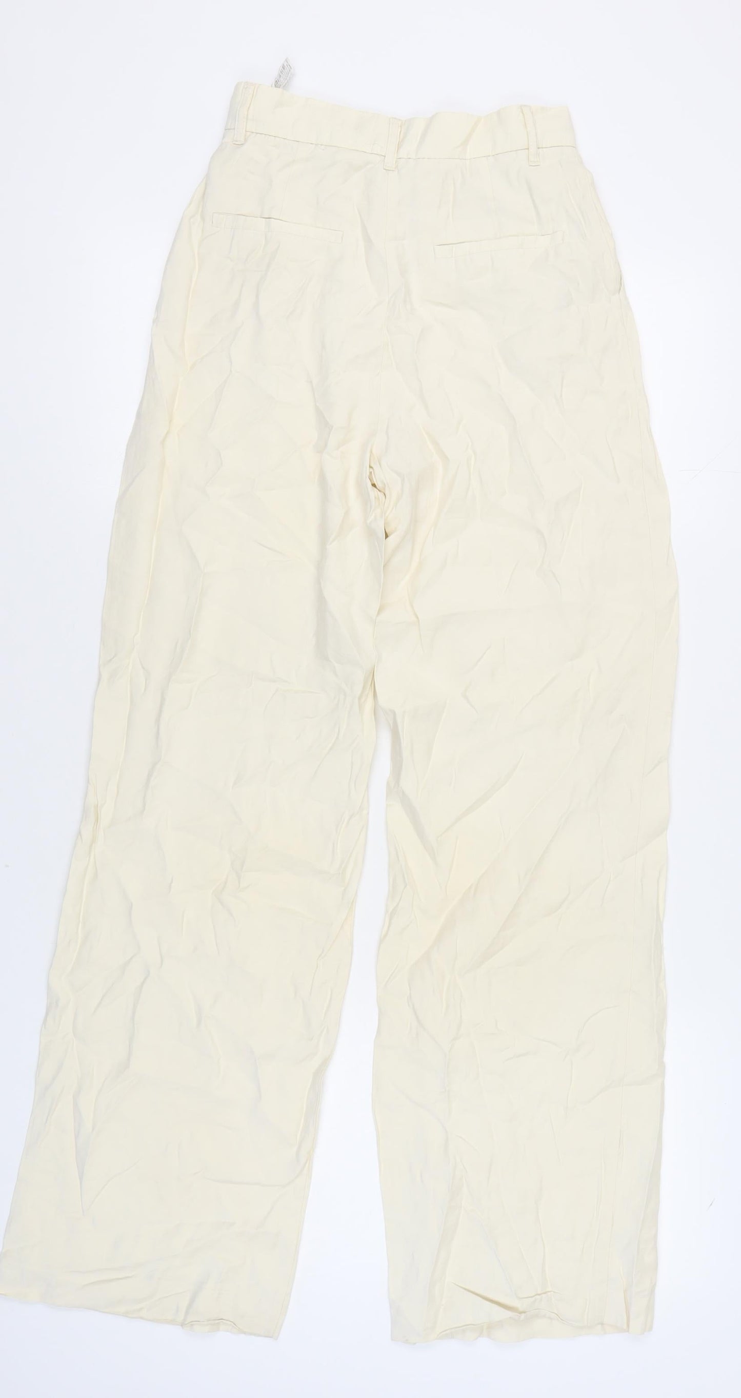 Womens UK Size XS Zara Relaxed Fit Casual Ivory Trousers