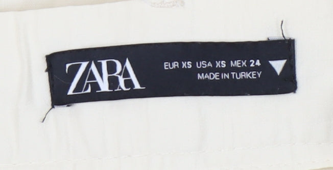 Womens UK Size XS Zara Relaxed Fit Casual Ivory Trousers