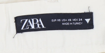 Womens UK Size XS Zara Relaxed Fit Casual Ivory Trousers